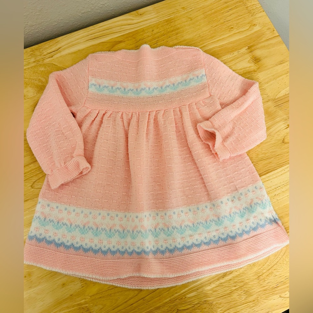 dress Girls Mine Alone Knitted sweater dress pink/white/blue Floral 24 months